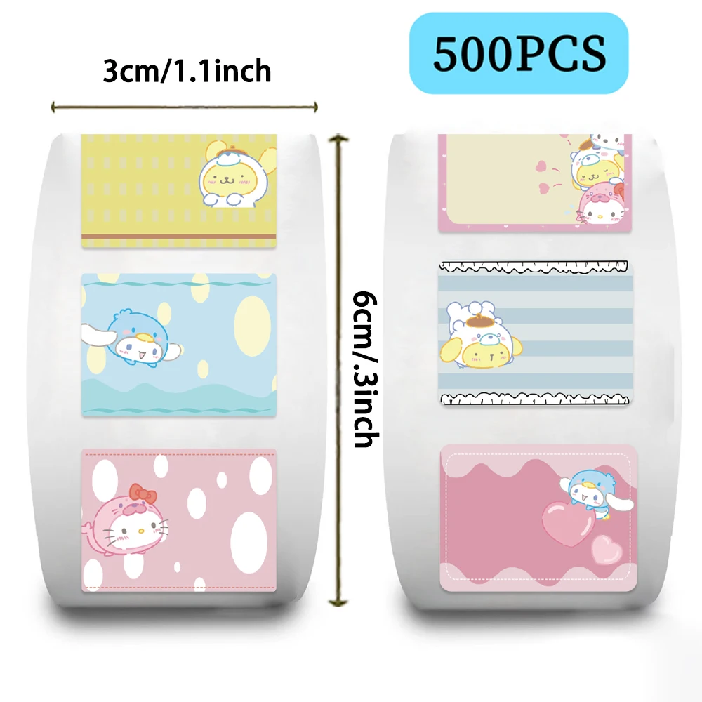 500 sztuk Sanrio rolka naklejek Cute Cartoon etykiety uszczelniające do butelek na wodę Loptop deskorolka czasopisma rzemiosło naklejki winylowe naklejki