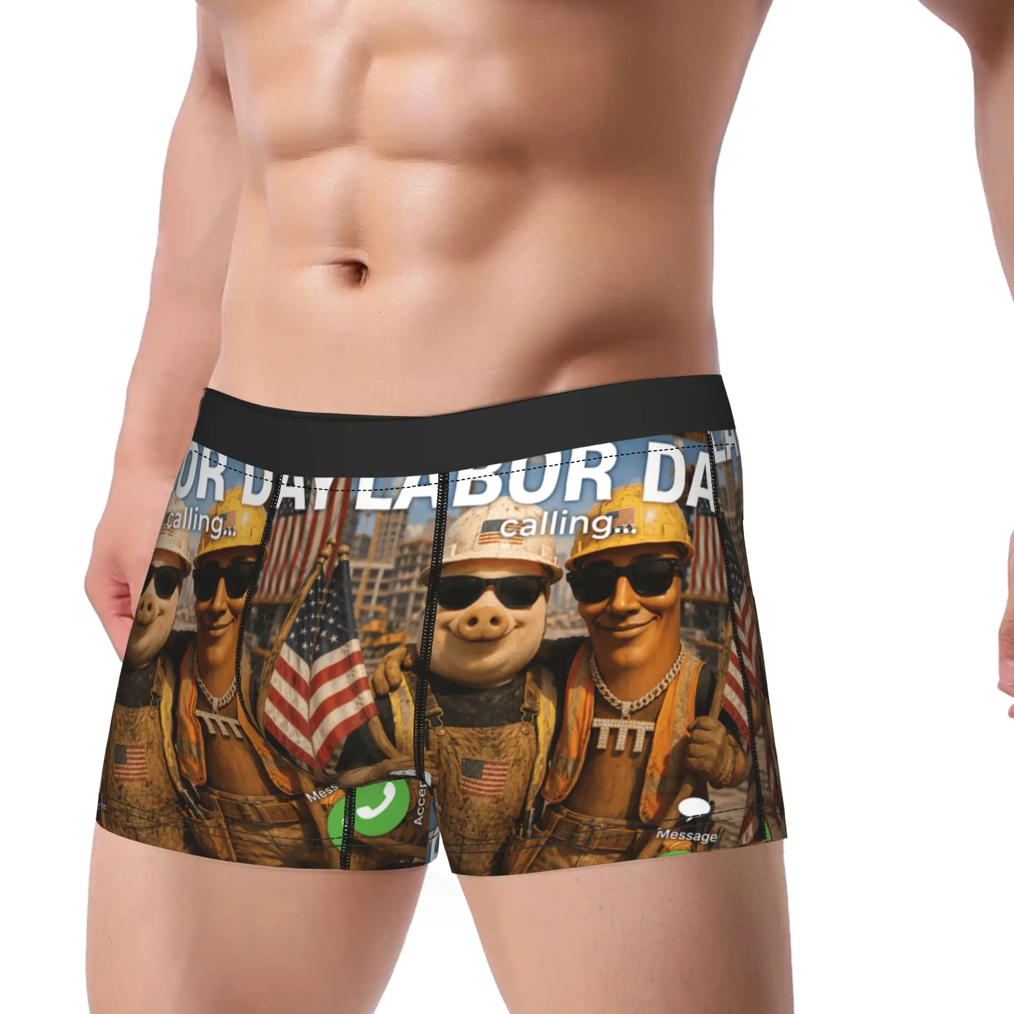 John Pork Tung Sahur Bro Proud Construction Worker Labor Day Underwear Pattern Boxer Shorts Men Panties Breathable Boxer Brief
