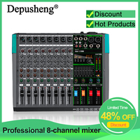 Professional Audio Mixer Depusheng MG8 8 Channel Sound Board Console DJ Mixing Desk System Interface Built-in 256 Reverb Effect