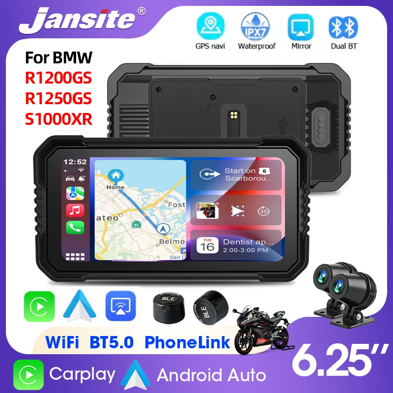 

6,25-дюймовый мотоцикл Carpay для BMW R1200GS/R1250GS/R1300GS/S1000XR мото-навигация GPS беспроводной Carplay Android Auto Dual BT