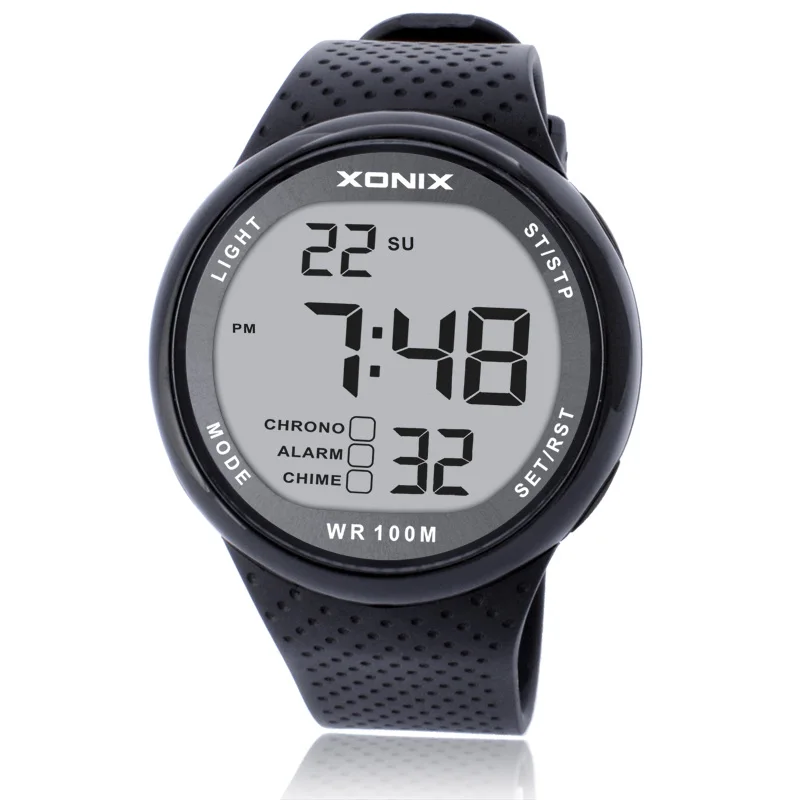 XONIX Brand Men Military Sports Watches New Fashion Swimming Diving Waterproof 100m LED Digital Alarm Clock Stopwatch GJ