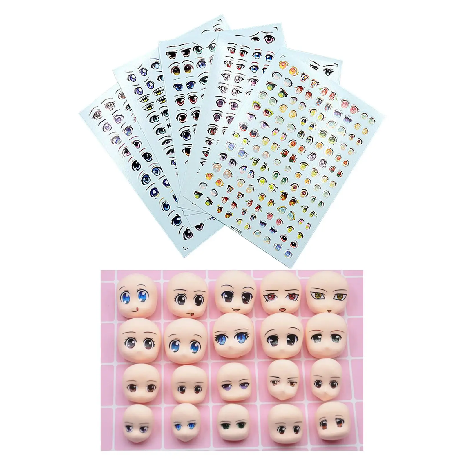 5Pcs Doll Eye Stickers Multi Style Cute Anime Figurine Clay Water Decals DIY