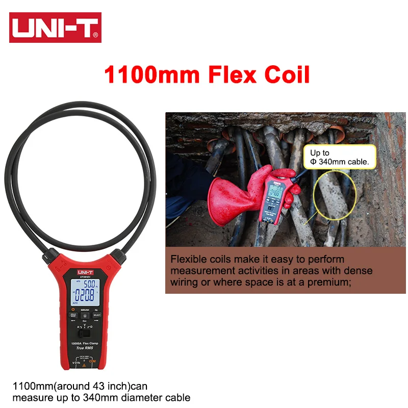 UNI-T UT281E+ Flex Clamp Meter 1000V AC DC Voltage Tester 10000A AC Ammeter Pliers Inrush Current Frequency Resistance Test