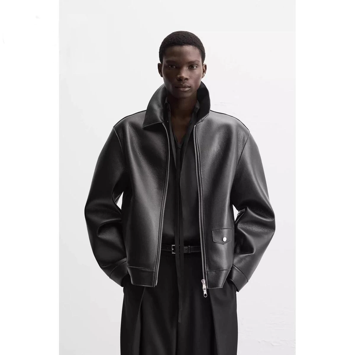 

Spring Autumn 2025 Men's Faion PU Leather Jaet Zipper Motorcycle Sle New Arrival Outerwear Casual Urban Youth Coat