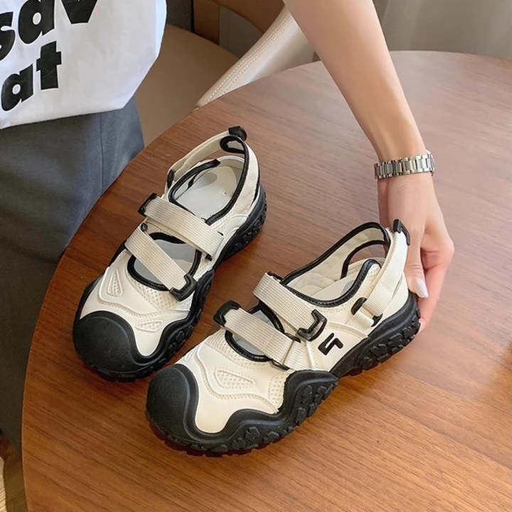 Thick Soled Breathable Toe Cap Sandals Summer Hollow Mesh Women's Casual Shoes, Soft Soled Lightweight Lazy Shoes tenis de mujer - Image 4