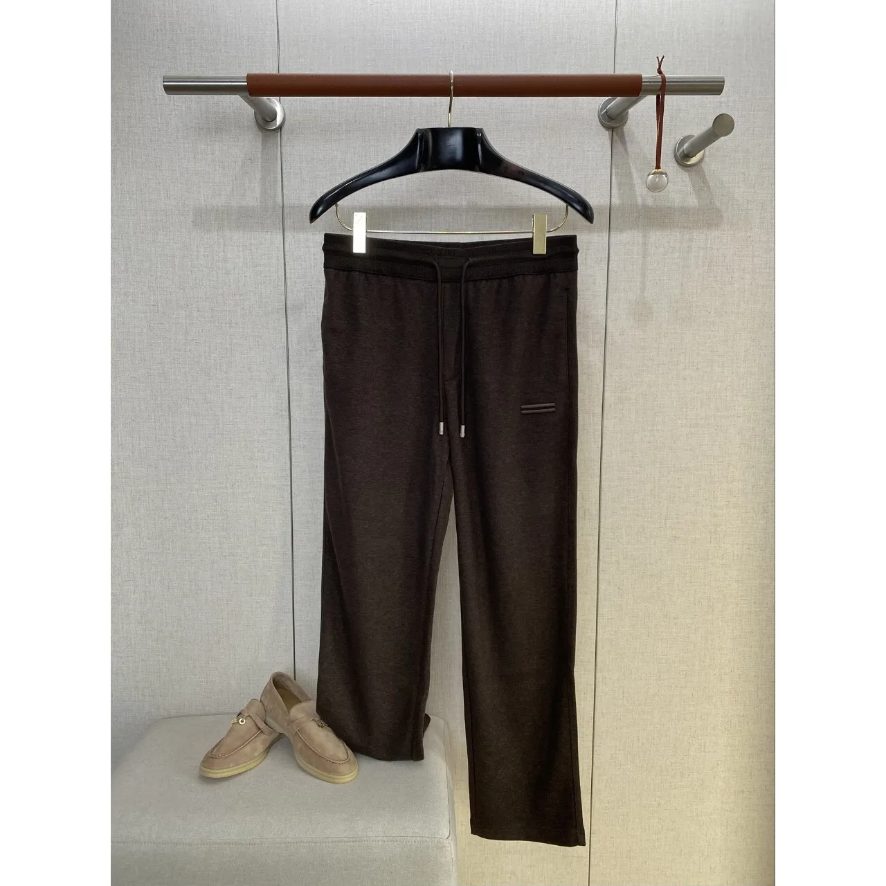 

Zeg Je Nie Men's Casual Cotton Wool Blend Straight Leg Pants Soft Touch Anti-Wrinkle Tidy Sle Comfortable All Season Wear