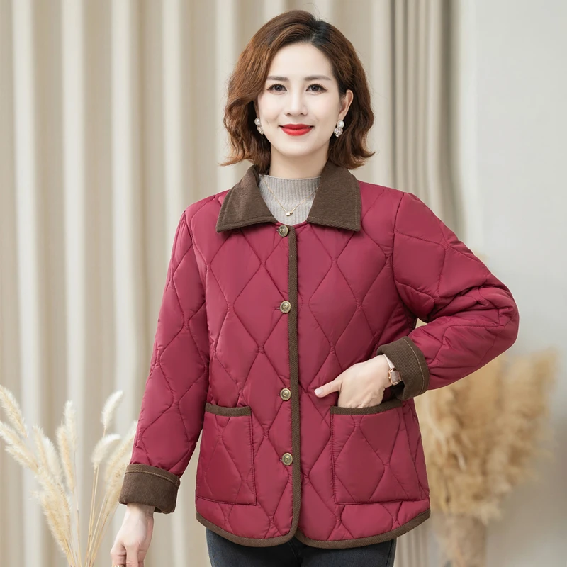 

Модная женская лоскутная хлопковая куртка в клетку, свободная повседневная легкая стеганая куртка, осень-зима, новинка