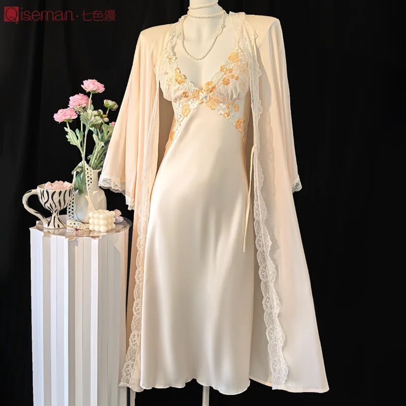 

Комплект из 2 предметов: Длинное платье-халат на бретельках и пижама с нагрудными вкладышами для женщин и девушек, домашняя одежда, ночная сорочка, одежда для сна, коллекция Весна-Лето 26