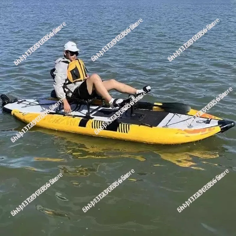 Inflatable stand-up paddleboard (sup) - flip-up foot pedal drive, single rider fishing board, water sports leisure surfboard