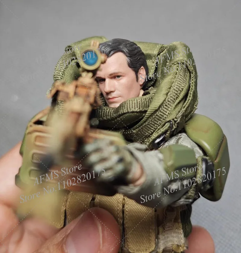 1/12 남자 군인 헨리 카빌 헤드 스컬 프트 슈퍼 히어로 모바일 아이 헤드 조각 맞는 6 인치 Manipple Studio/Mezco 액션 피규어 바디