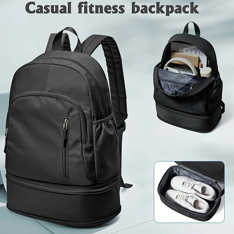 Polyester waterproof men's backpack, lightweight, zoned storage, independent shoe compartment, women's travel backpack