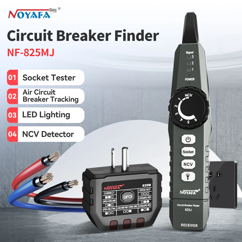 Noyafa NF-825MJ Automatic Circuit Breaker Finder 120V Circuit Switch Tester Fuse Socket Tester Electrician Diagnostic Tool