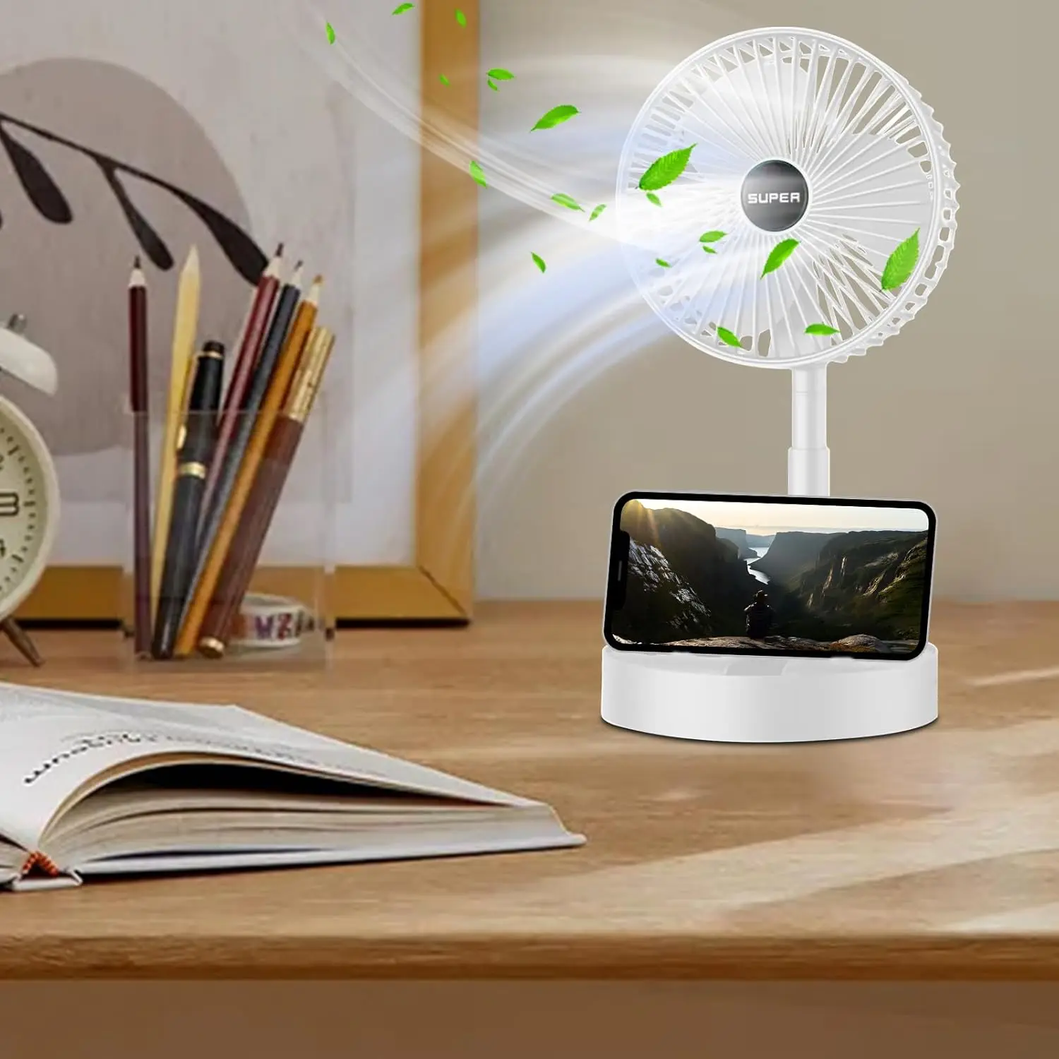 휴대용 팬 충전식 여행 친화적인 접이식 팬 야외용 경량 휴대용 공기 냉각기 USB 충전 디자인
