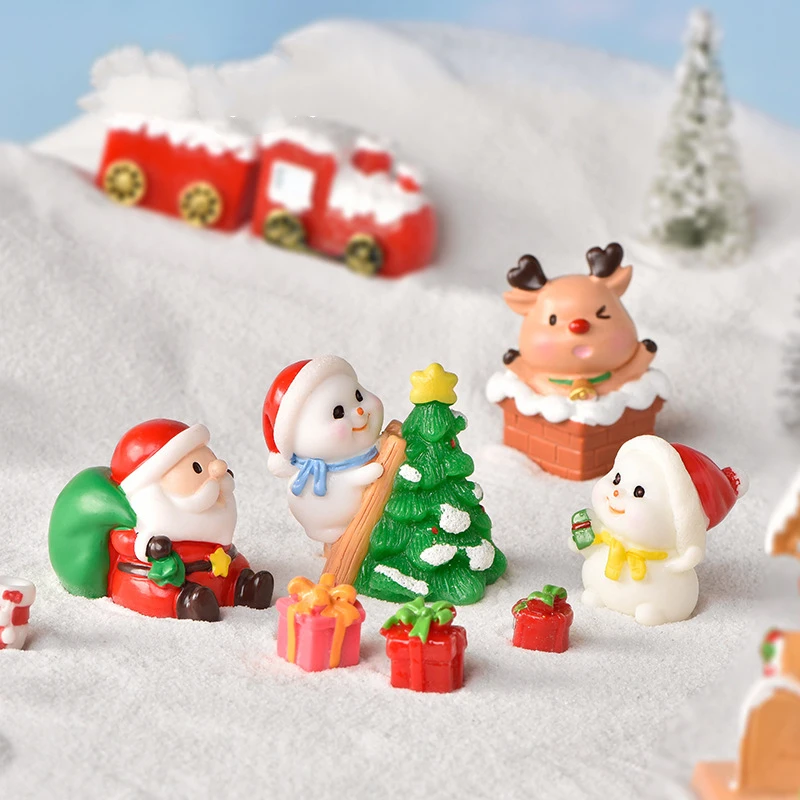 Cute Resin Christmas Ornaments Cartoon Santa Claus Snowman Desktop Small Ornaments Miniature Figurine Office Desktop Decoration - Image 3
