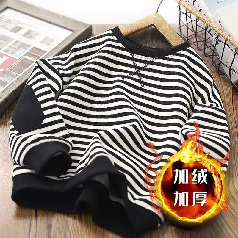 Kids‘s Sweaters Boys Girls Spring Autumn New Round Neck Stripe Casual T-shirt pullover 2-14 Year Old Fashion Children\'s Garments