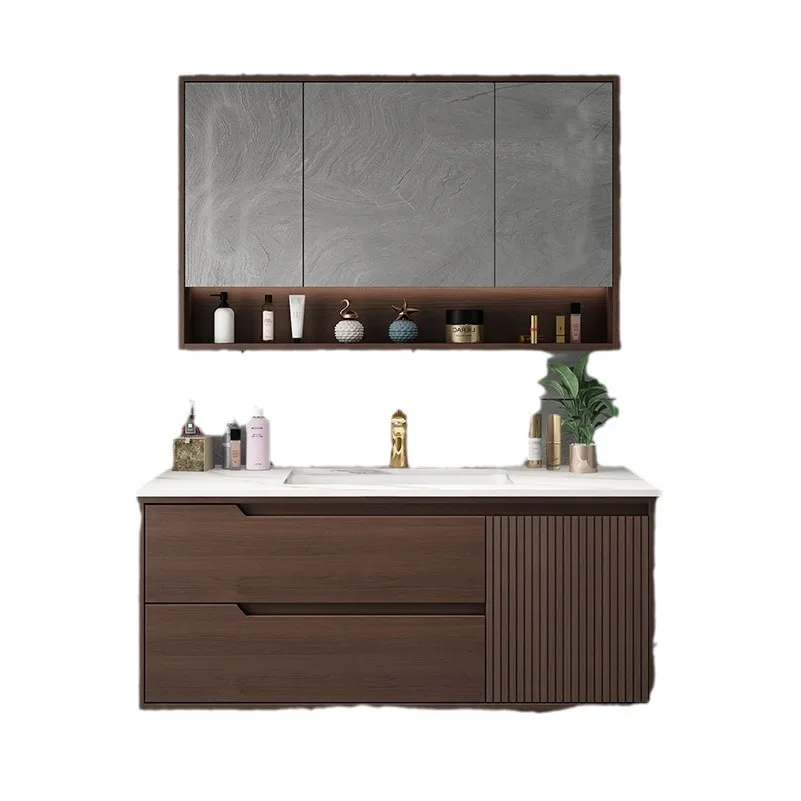 New Chinese style, bathroom cabinet, combination, toilet, wash basin, solid wood, rock slab