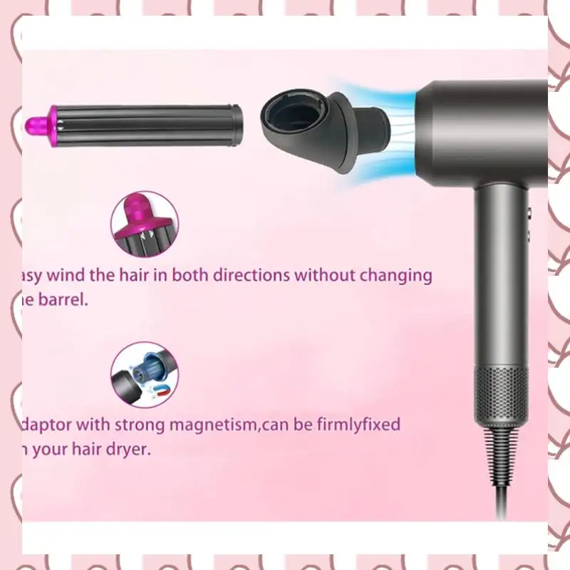 

HHTL 40MM Long Hair Curling Barrels For Dyson Airwrap SHS01 HS05 Styler Attachment 360° Rotating Tube Hair Dryer Adapter A