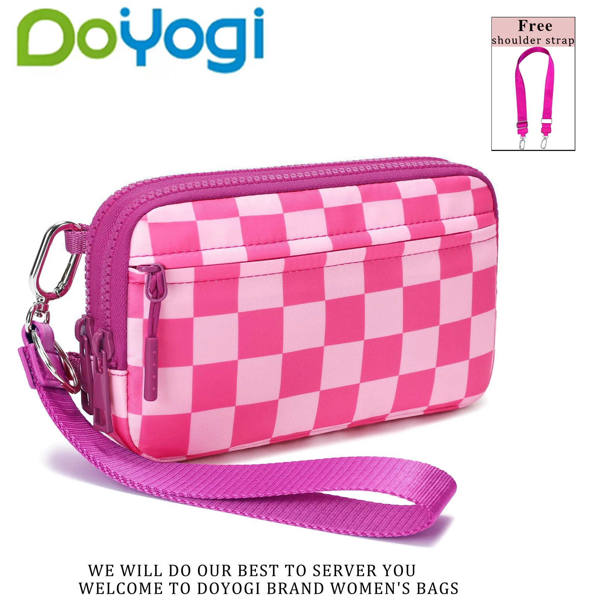 

DOYOGI 3 In 1 Black and White Checkered Nylon Crossbody Bags for Women Purses and Handbags Women's Casual Messenger Bags