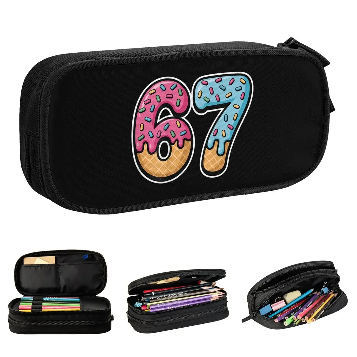 Six Seven Ice Cream Drip Cool Meme 67 Pencil Case Pen Holder Bag for Student Big Capacity Students School Gifts Pencilcases