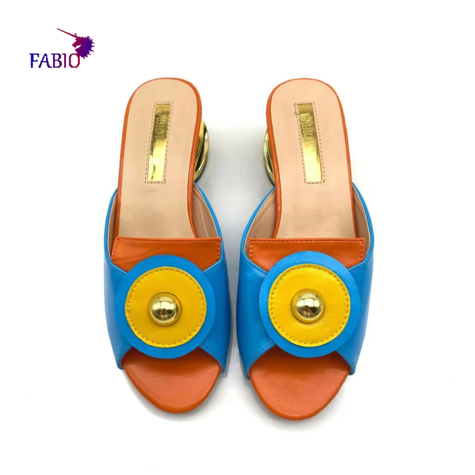 FABIO PENNY new multicolored midheel slippers for women casual banquet comfortable party  slippers for women Italian-style shoes