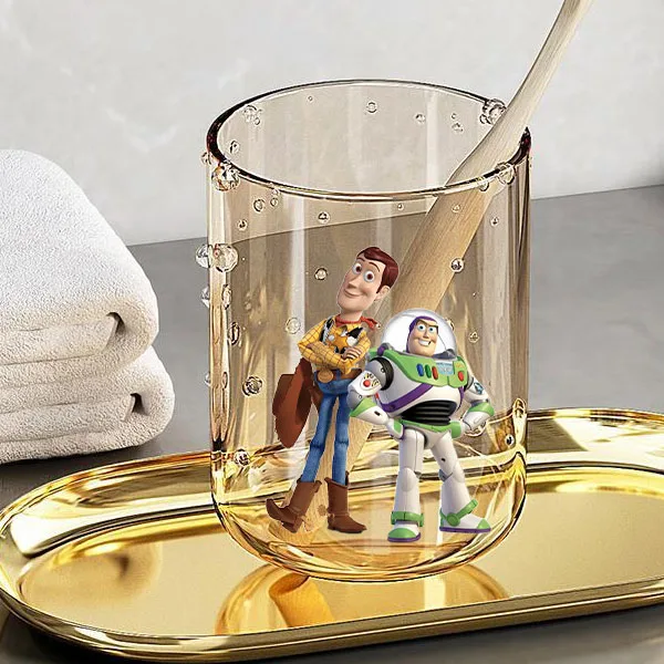 غسول الفم من الراتنج الشفاف المطبوع عليه رسوم متحركة محيطية من توي ستوري باز لايت يير وكوب فرشاة الأسنان كوب ماء مضاد للسقوط