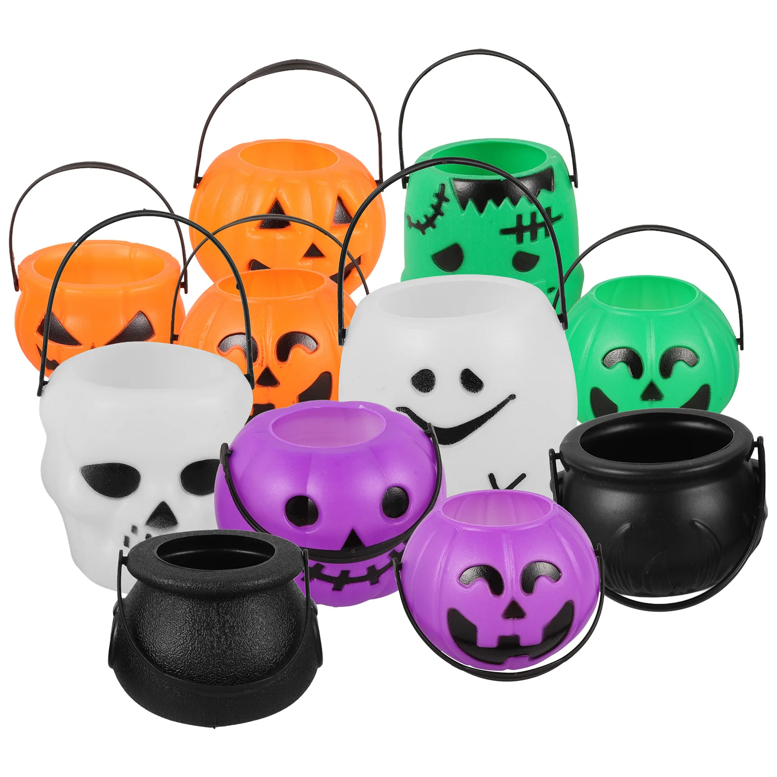 

11Pcs Halloween Pumpkin Bucket Creative Candy Holder Portable Plastic Party Buckets Candy Storage Container