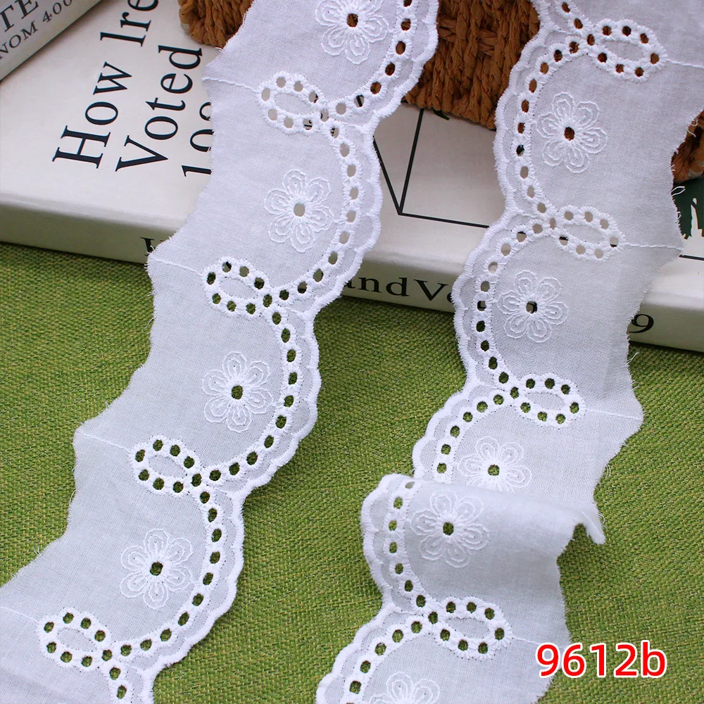 Flowers White Cotton Lace Lovely Girl Embroidered Skirt Decorative Accessories Lace Trim Embroidery Fabric Craft Sewing Ribbon