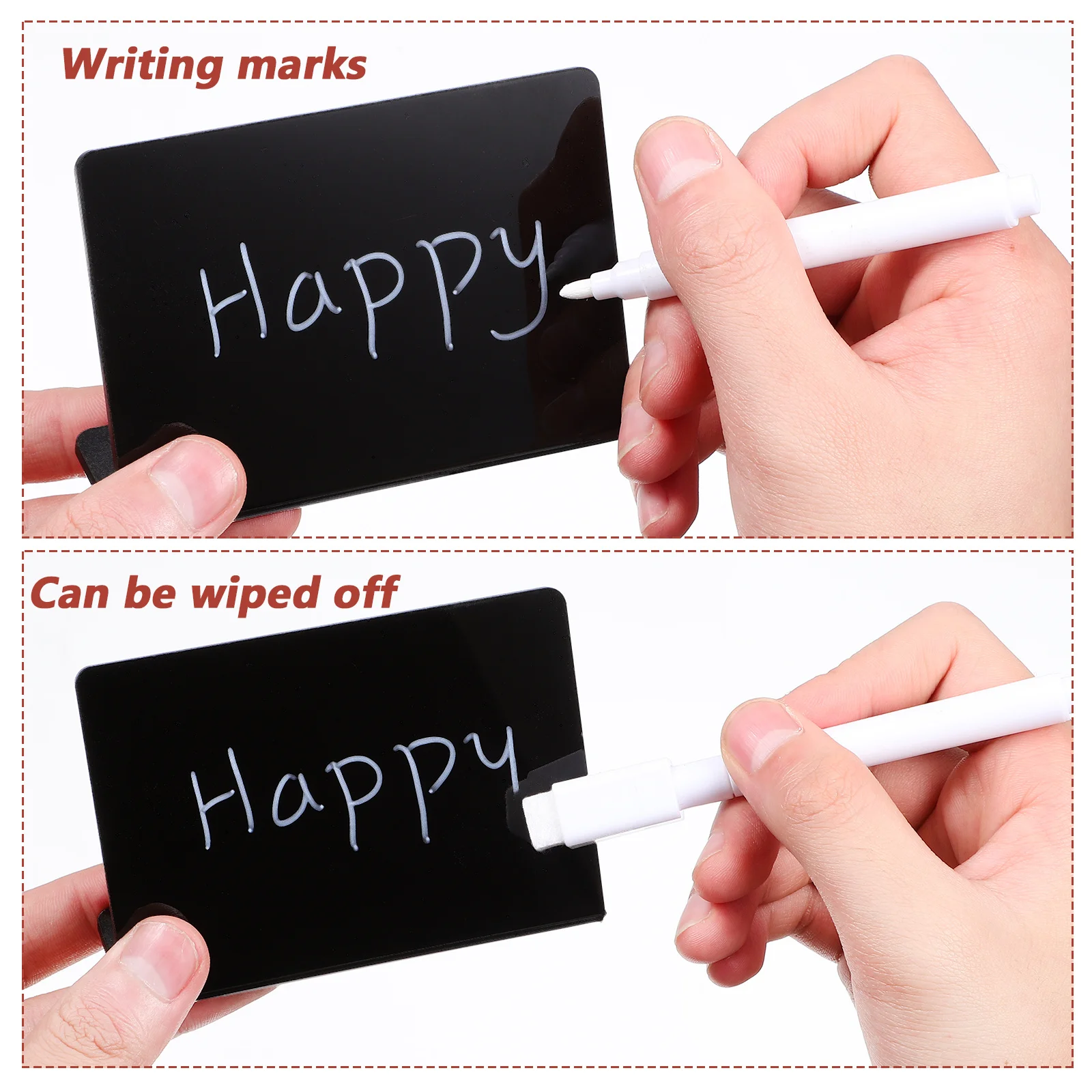 

10 pcs Black Standing Signs Acrylic Small Chalkboard Table Markers L-Shaped For Weddings Buffets Bakeries Food Labels Display