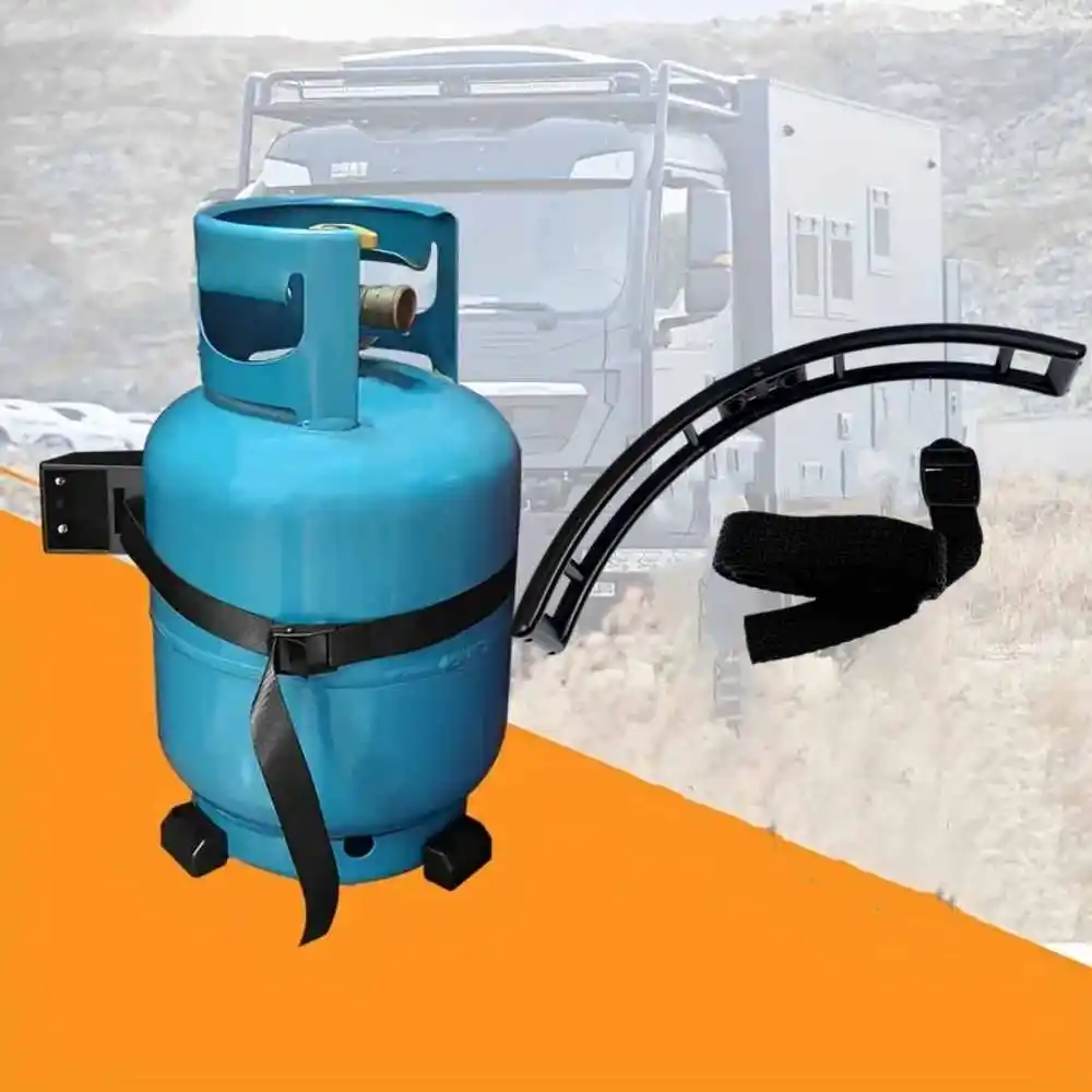 

Heavy-Duty RV Gas Bottle Retaining Kit Adjustable Gas Mount Rust-Resistant Black Secure Bracket For Indoor/Outdoor Use In RV