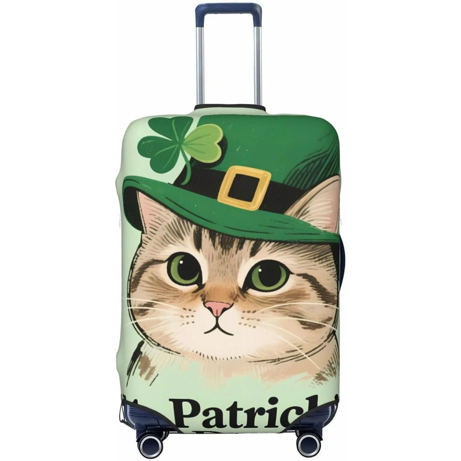 

Чехлы для багажа с изображением кота на День Святого Патрика для чемодана, эластичные защитные чехлы для чемодана, устойчивые к царапинам чехлы