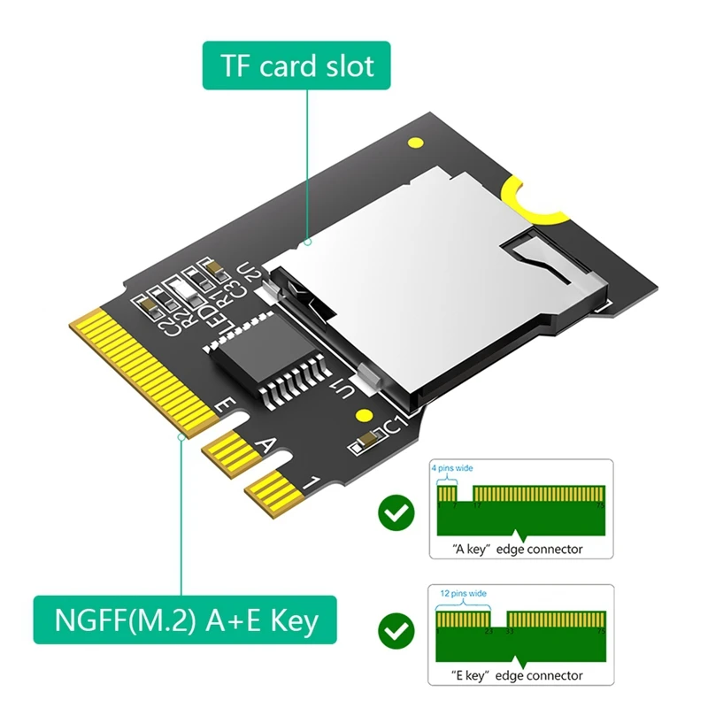 New Version Micro-SD Card, TF SDHC SDXC To NGFF Key A-E Adapter