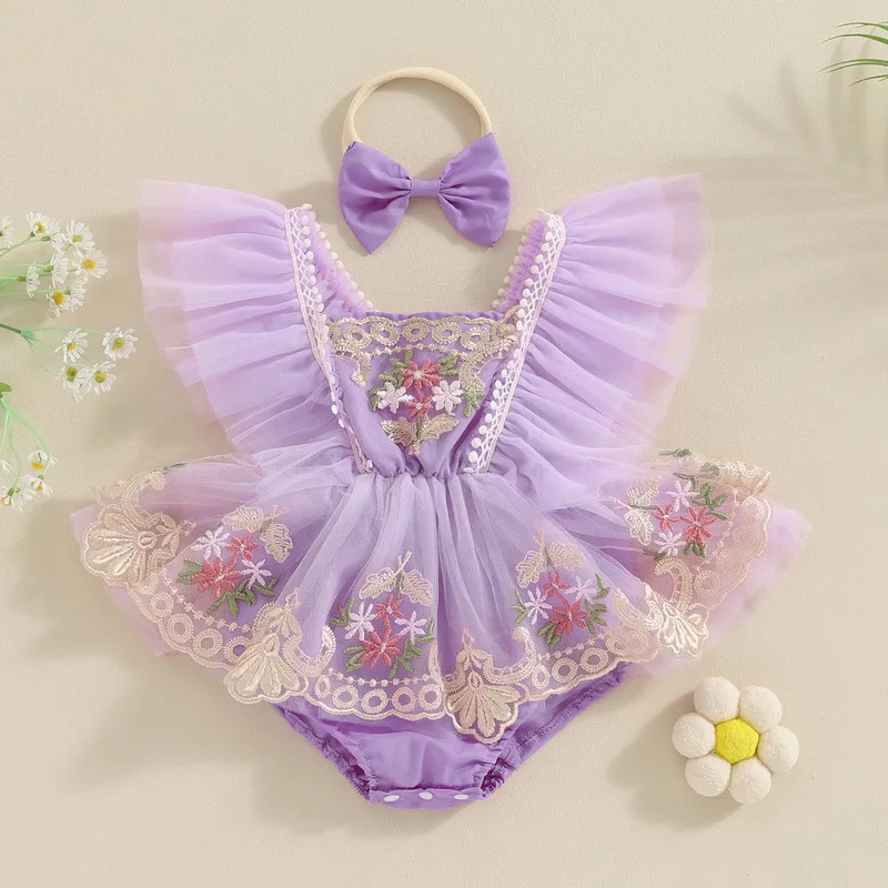 

Боди для новорожденных девочек, летняя одежда с рукавами-летучими буквами, вышивкой, цветочным принтом, тюлевым платьем в стиле пэчворк, комбинезон с бантом, повязка на голову