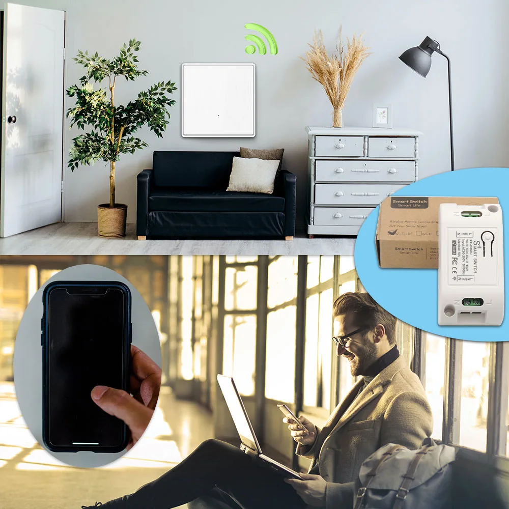 Tuya Smart Life Wifi Rf Light Switch AC 110V 220V 10A ricevitore relè e trasmettitore a pulsante RF 433mhz per ventola Led Alexa