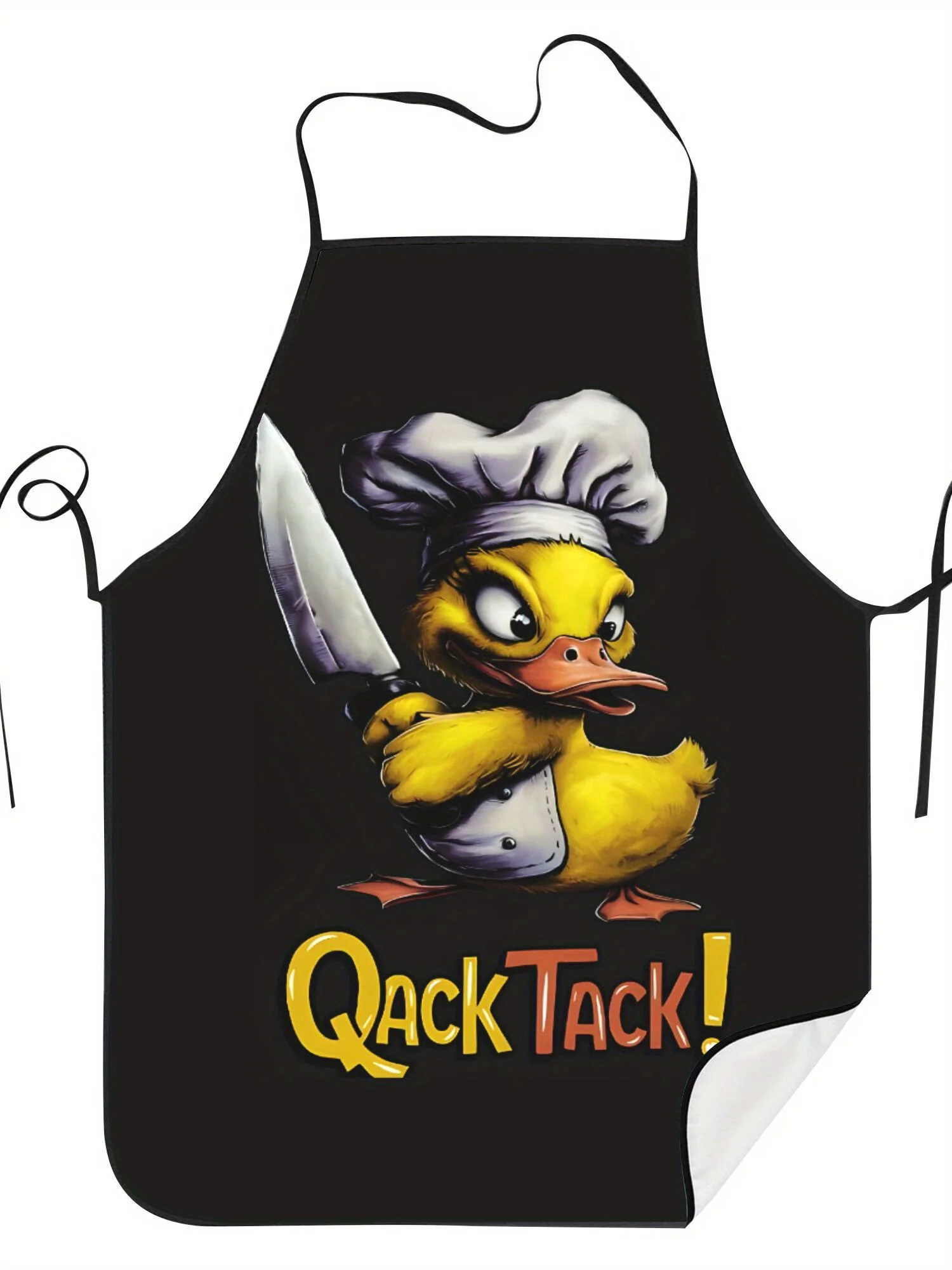 Funny Duck Chef Apron, Cartoon Animal with Knife Cooking Bib, Kitchen Humor Decor, Gift for Cook Baker Dad