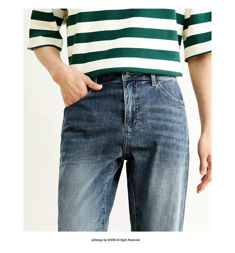 Semir Men Jeans Vintage Washed Elastic Cotton Soft Slim Leg Versatile Fashion 2026 Casual Daily Street Wear