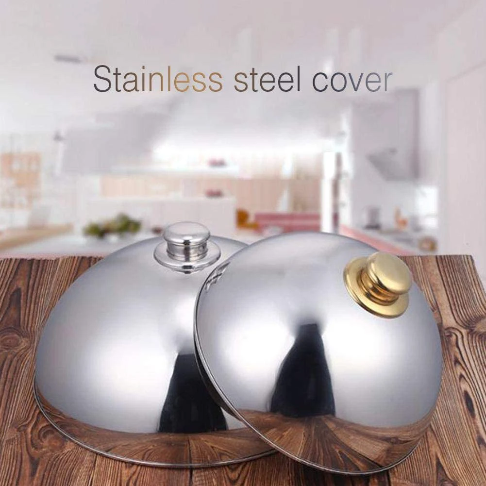 Cloche Food Cover Stainless Steel Cloche Food Cover Dome Serving Plate Dish Dining Dinner for Home Kitchen Restaurant Cafe