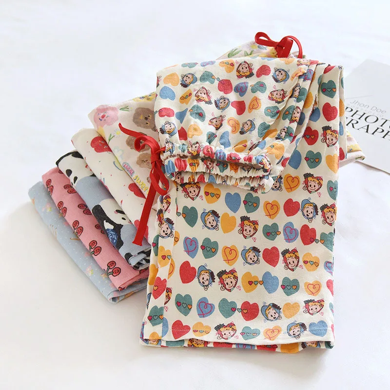 Loose Straight Women's Brushed Cotton Pajama Pants Suitable For Sleeping And Can Be Worn Outside