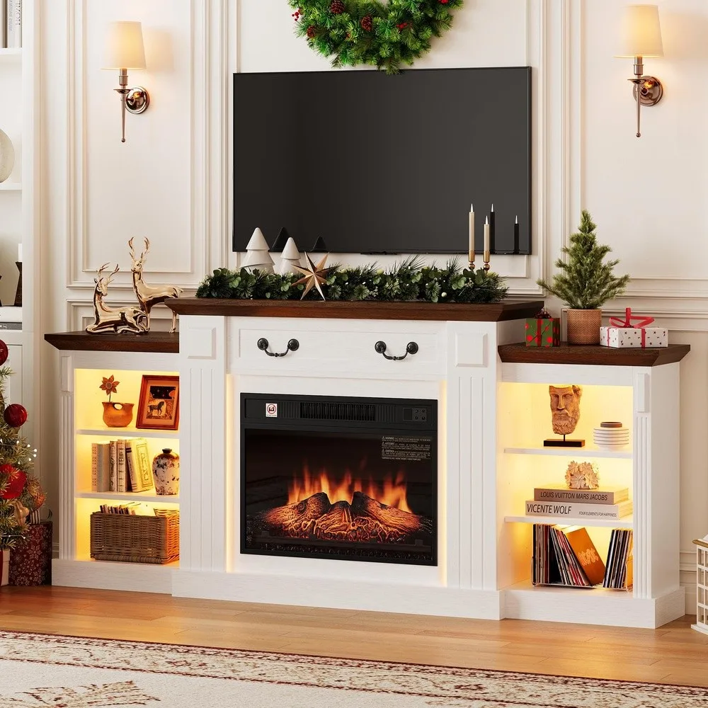 Electric Fireplace TV Stand with Mantel 72