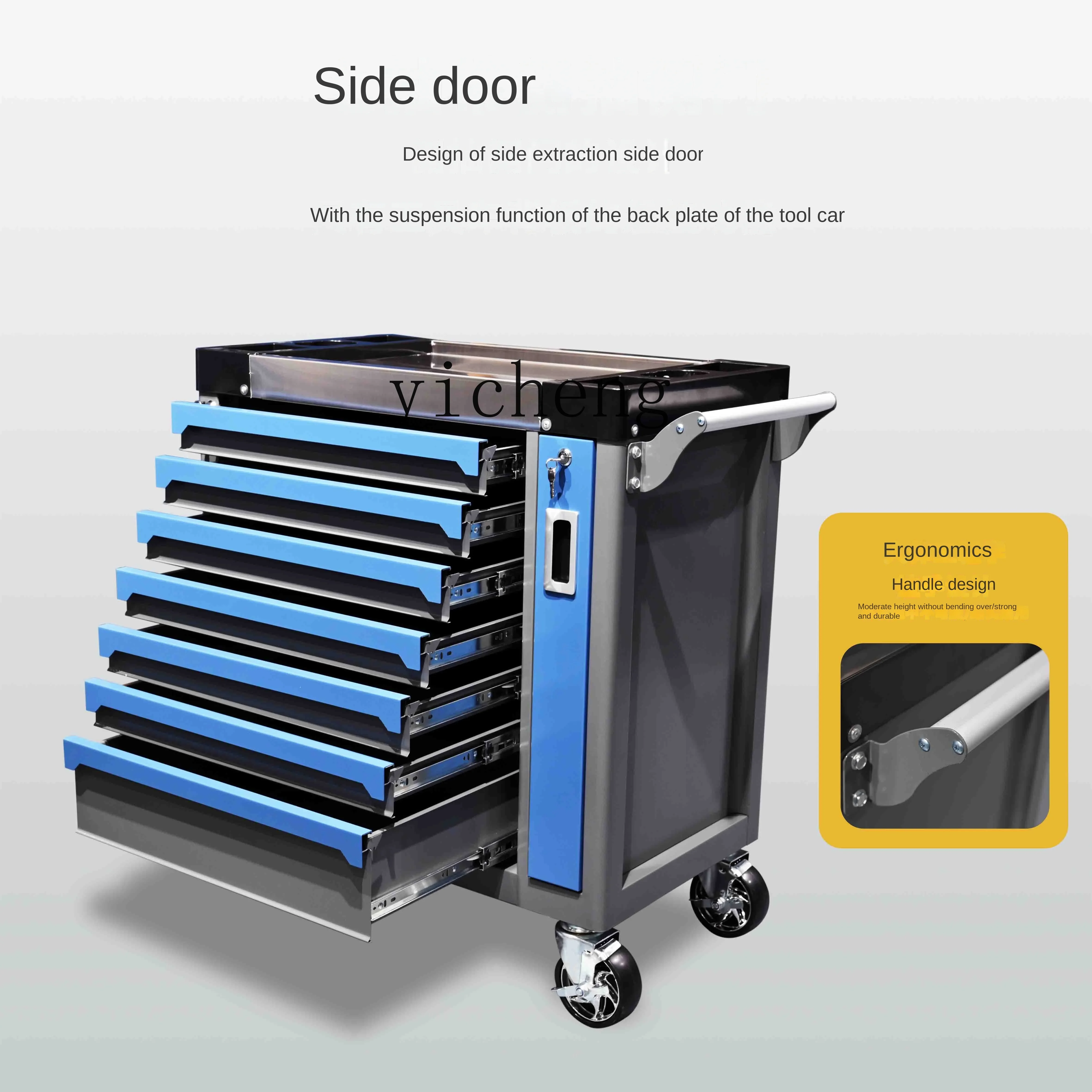 TQH Mobile Tool Cart Auto Repair Trolley Multifunctional Metal Iron Cabinet Workshop Drawer Type