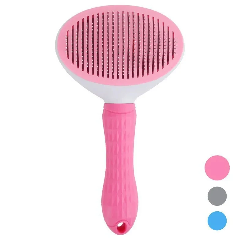 Self-Cleaning Pet Slicker Brush for Cats & Dogs, One-Click Hair Remover Grooming Comb for Long/Short Fur, Professional