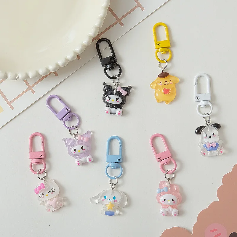 

Kawaii Hello Kitty Keychain Cute Cartoon Flash Keychain Backpack Accessories Travel Women Supplies Student Gift Wholesale