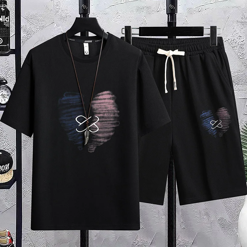 T-Shirts + shorts 2024 new style summer fashion Sportswear Men's Casual Sets Male shorts and t-shirts men full size M-3XL