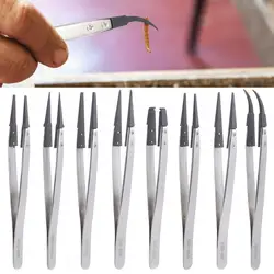 ESD Tweezers With Replaceable Tips Full Stainless Steel Body Carbon Fiber Conductive Plastic
