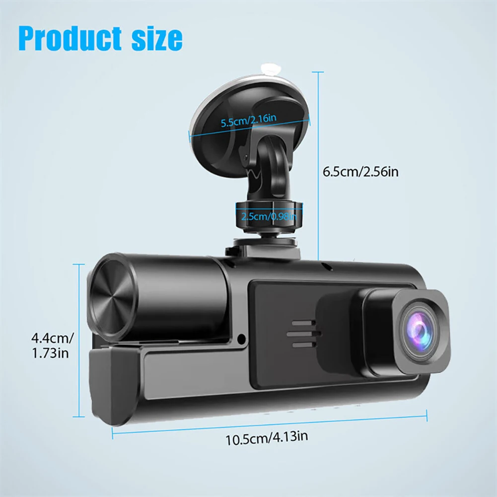 3 Channel WiFi Car Dash Cam Front And Rear Inside 1080P Triple Car Camera Dashcams With Parking Recording Loop Recording