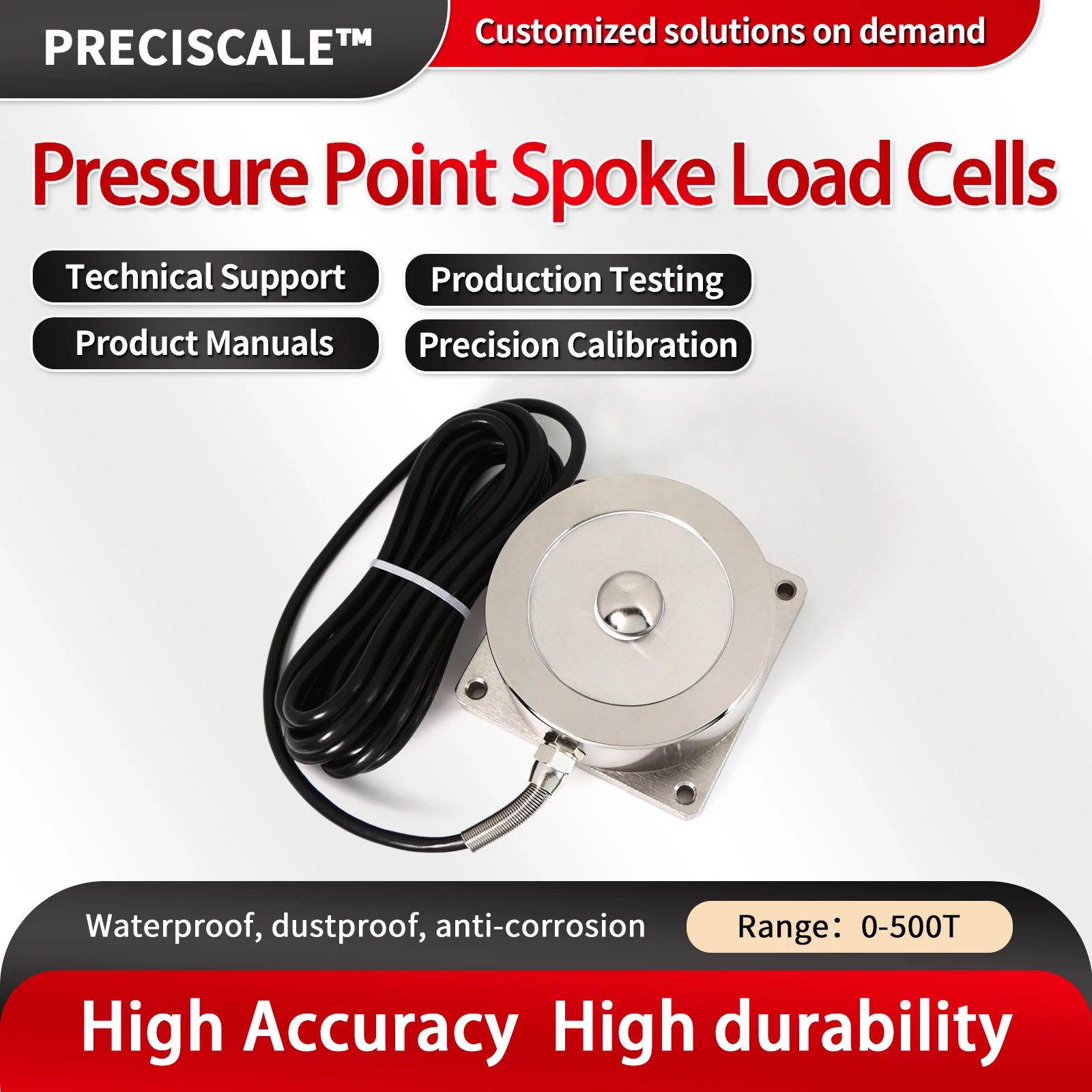 

Preciscale Spoke Load Cell Sensor Test Tension and Compression Force for Electronic Scale IP65 is water and dust resistant 200KG