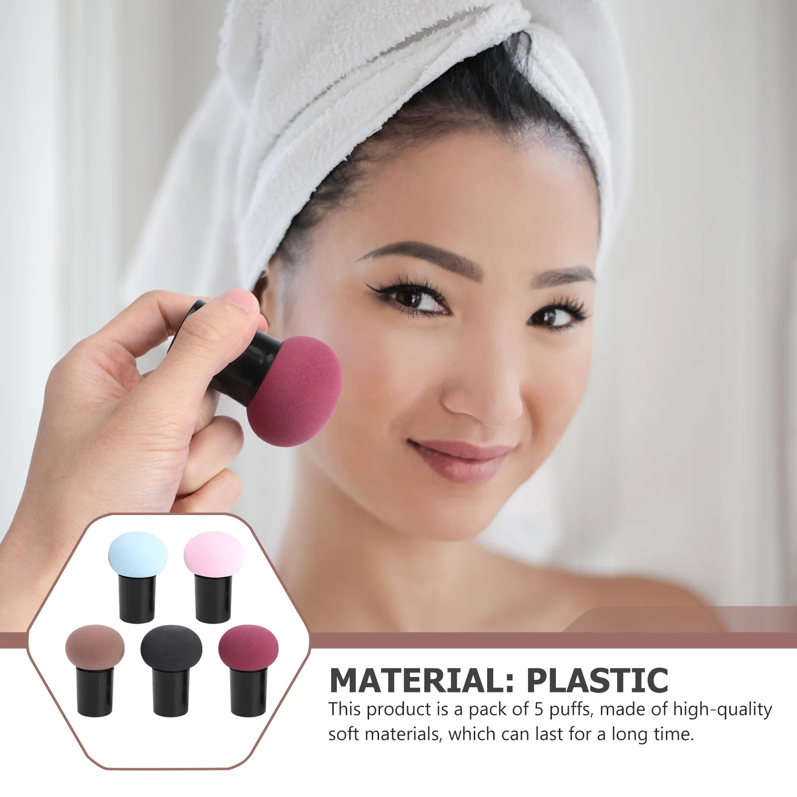 5 pezzi di spugna per soffio per trucco premium in polvere di funghi per applicatore di forniture per cipria in polvere per il viso