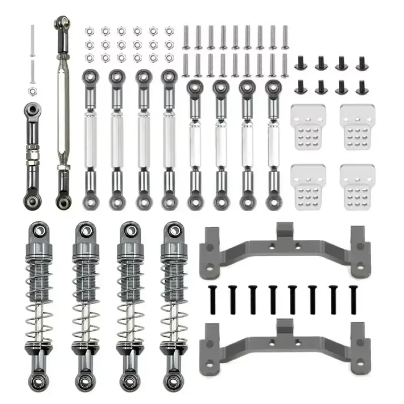 Haste de ligação de direção de metal, conjunto de amortecedor de assento para mn d90 MN-90 mn99s 1/12 rc, peças de atualização de carro, acessórios
