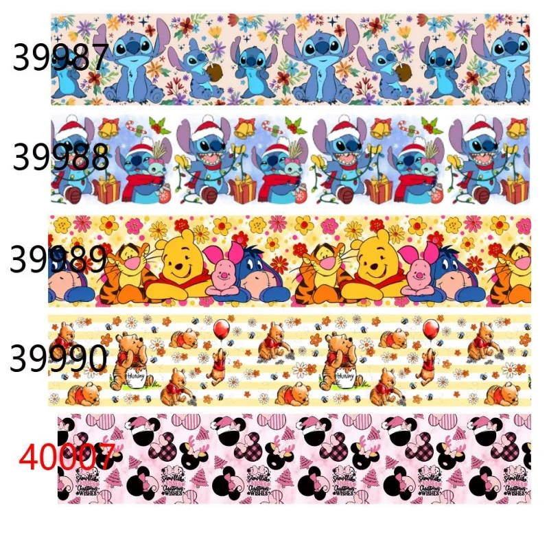 

10yards Christmas Stitch Winnie Pooh Disney Grosgrain Ribbon for Hairbows Holiday Craft Materials DIY Accessories