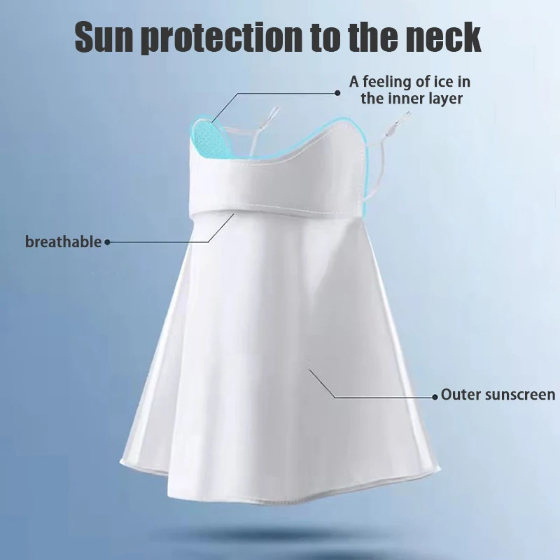 Ice Silk Sunscreen Mask Summer UPF50+ Anti-UV Face Cover Neck Gaiter Scarf Outdoor Breathable Neck Protection Ear Hanging Mask