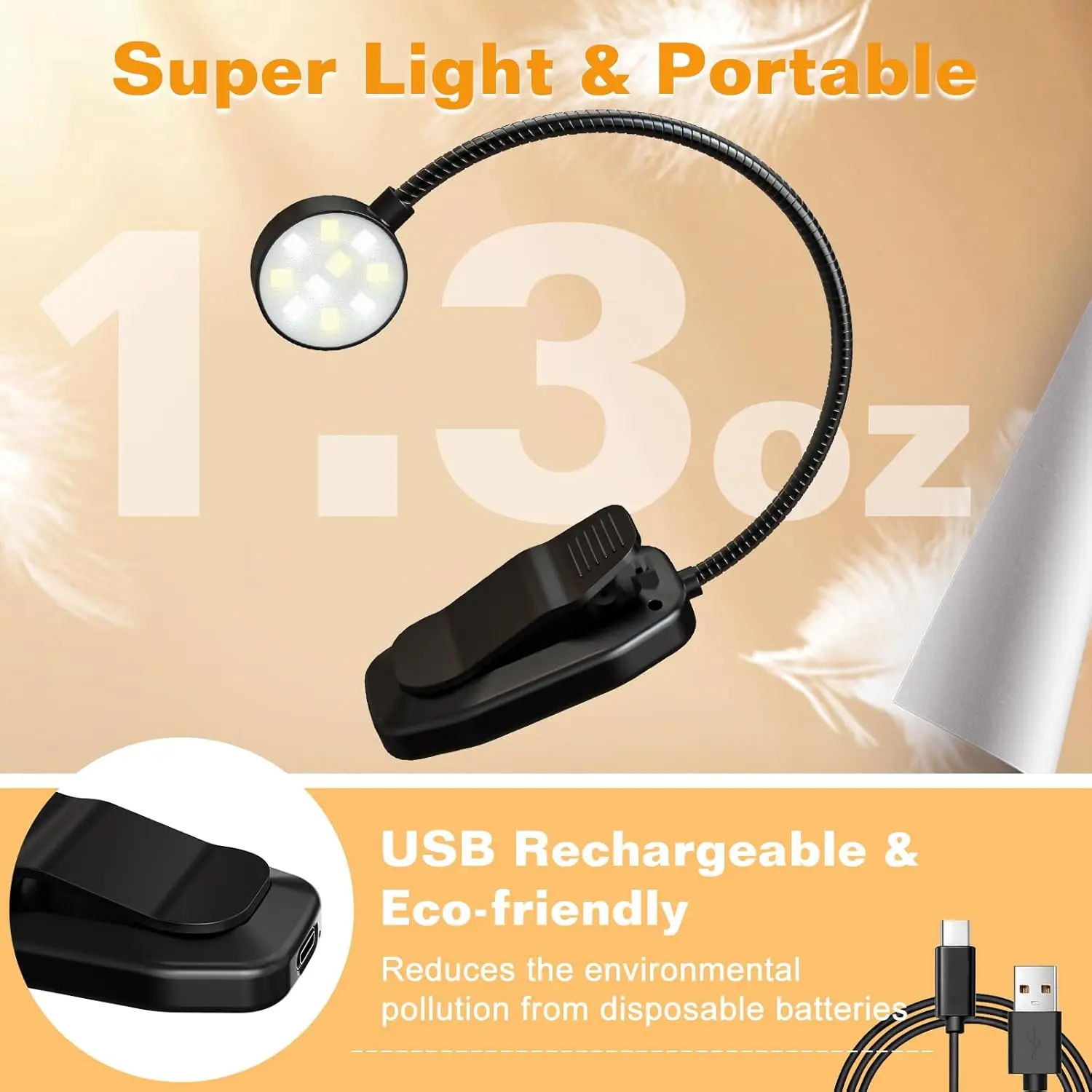 31Leds Boeklicht USB Oplaadbare Leeslamp Warm Koel Wit Daglicht Draagbare Flexibele Gemakkelijke Clip Nachtleeslamp